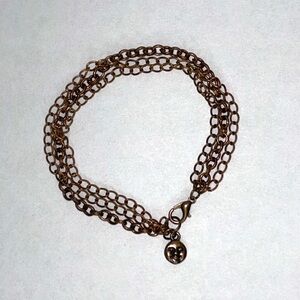 Artisan Handmade 3 Strand Copper Bracelet With Moon Face Dangle Accent